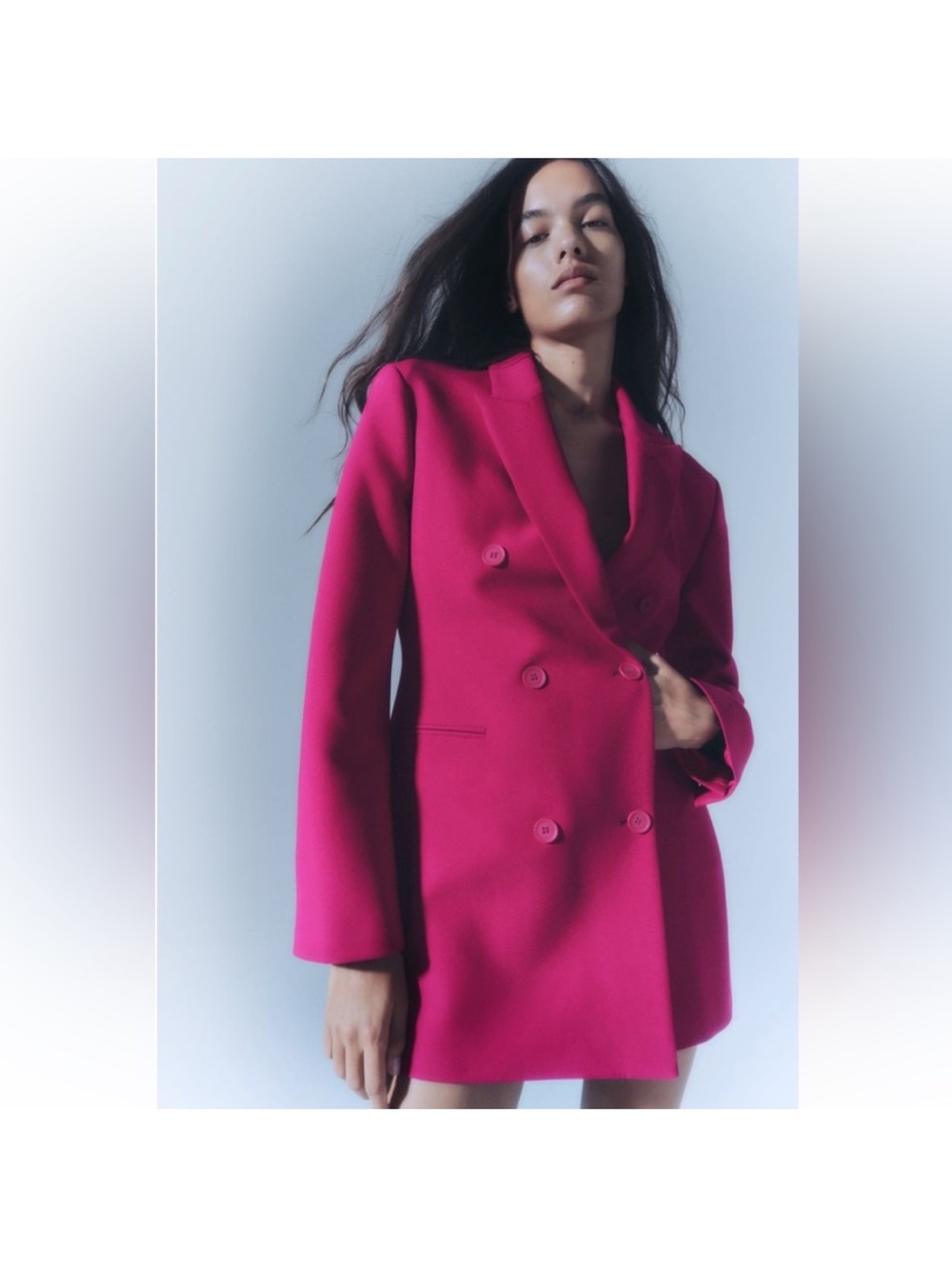 Zara Double-Breasted Fuchsia Blazer dress